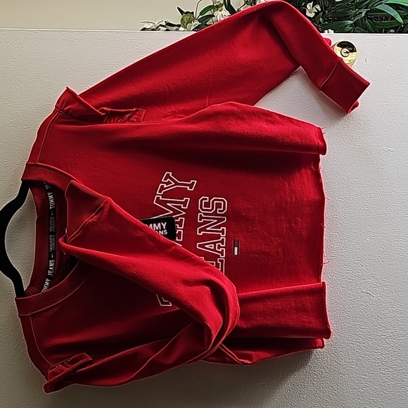 🔴 TOMMY JEANS Crop Sweater - Red - XL (NEW) - Picture 3 of 7